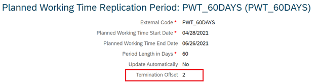 Planned Working Time Termination Offset
