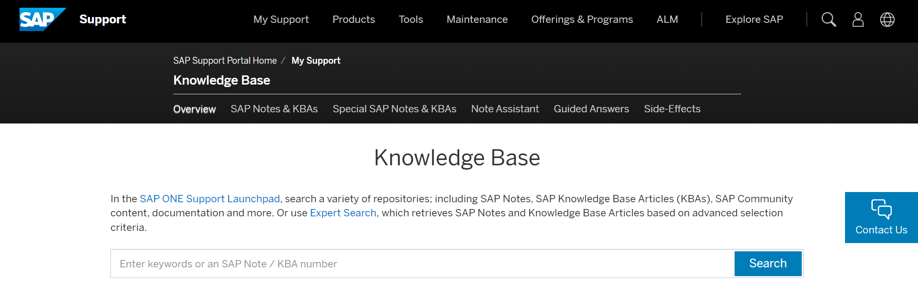 SAP Knowledge Base Snapshot